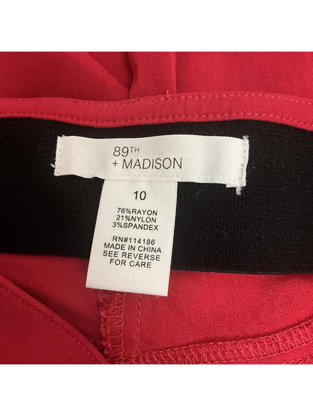 89th and Madison Women's Size 10 Red Cropped Capris Pants Stretch - Picture 6 of 8